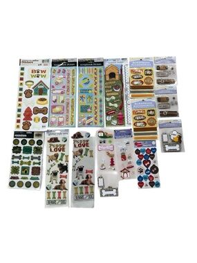 NEW Dog Puppy Scrapbooking Stickers Embellishments Lot of 16 Colorful Doggie